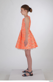 Selin drape dressed orange short dress standing whole body 0003.jpg
